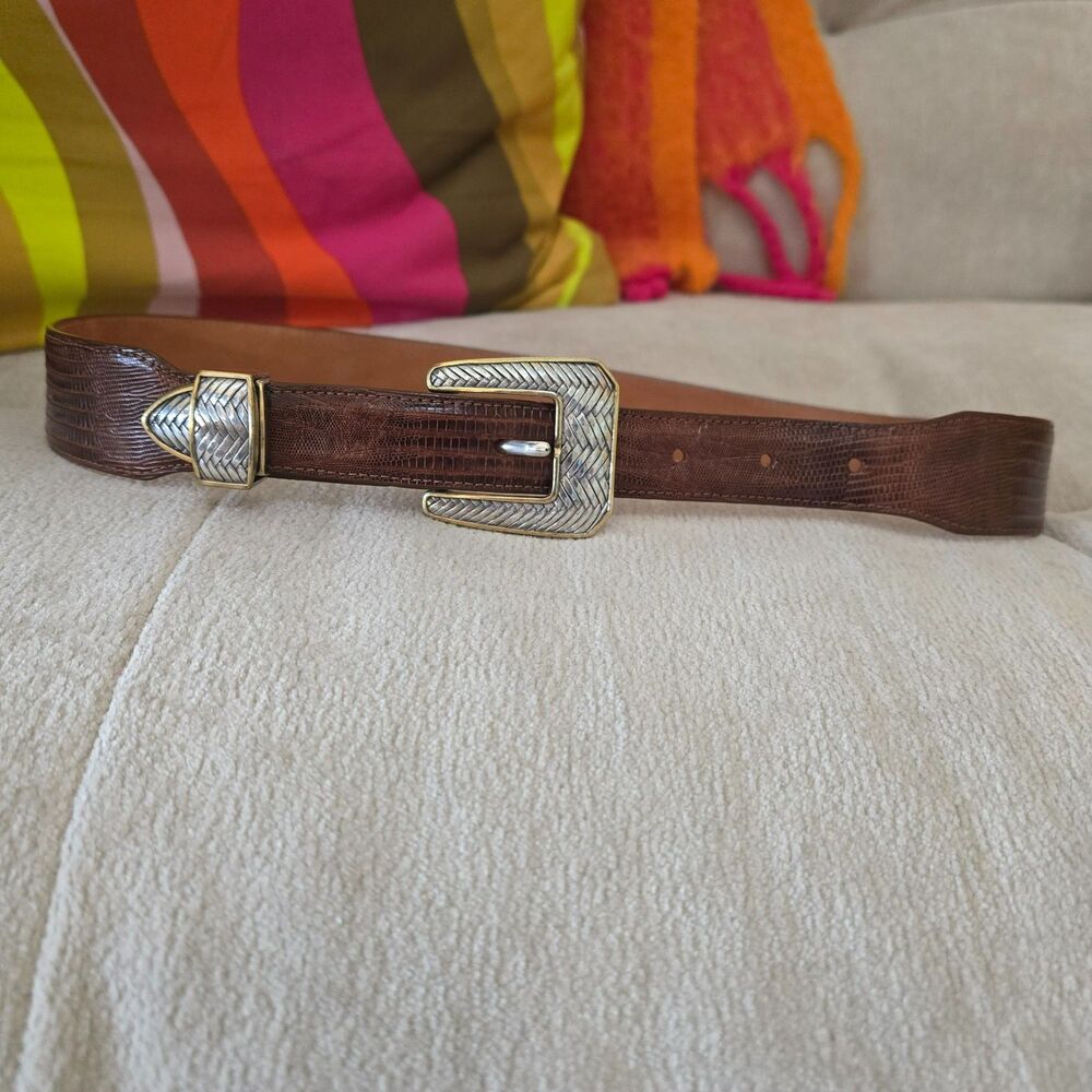 Vintage Pat Areias Lizard Belt with a Relios Silver Plated Buckle  Custom?